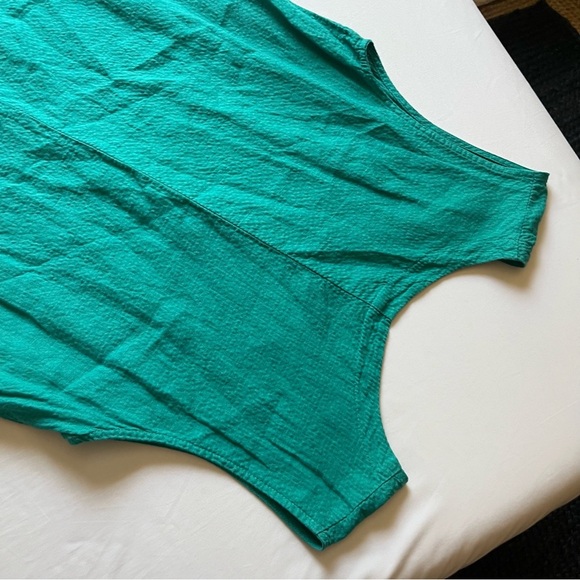 NICHE NILGUN DERMAN green textured lagenlook draped sharkbite tunic mini dress - Picture 4 of 7